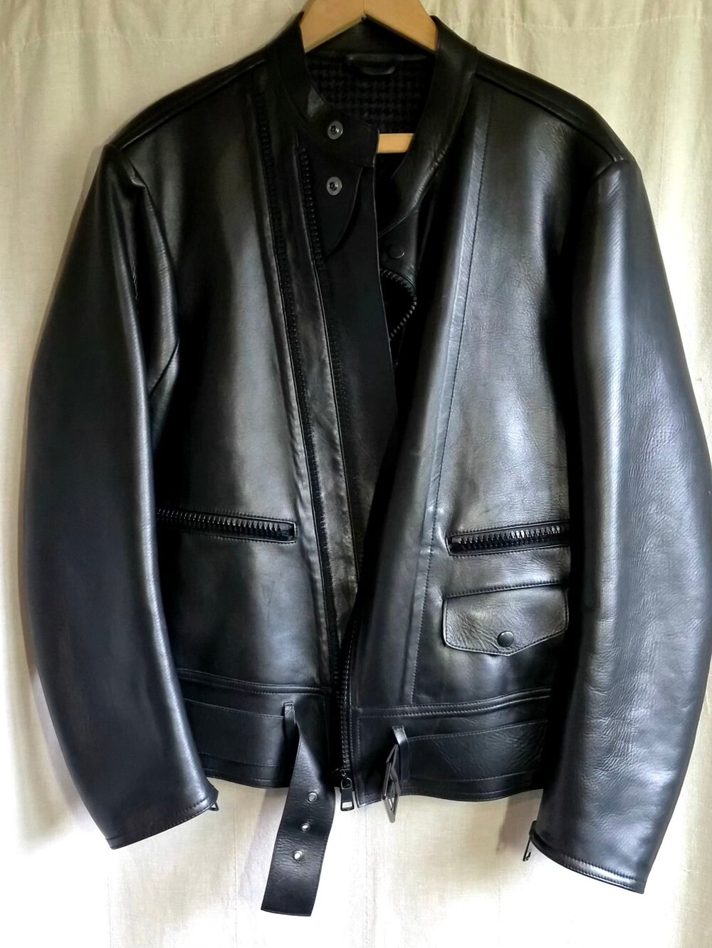 Vintage Gucci Tom Ford 1999 Archival Asymmetrical Leather Biker Jacket Size 50